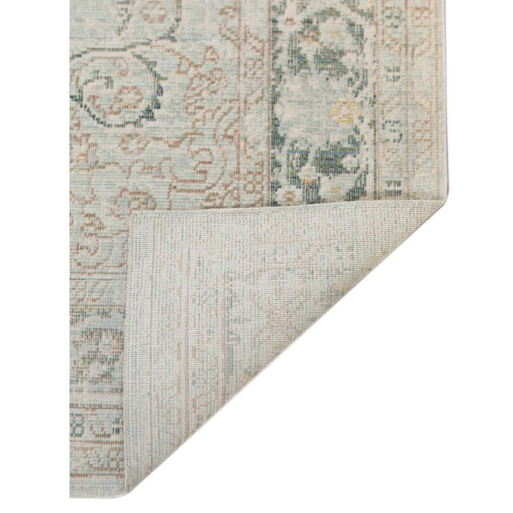 8' Tan And Light Green Medallion Runner Rug