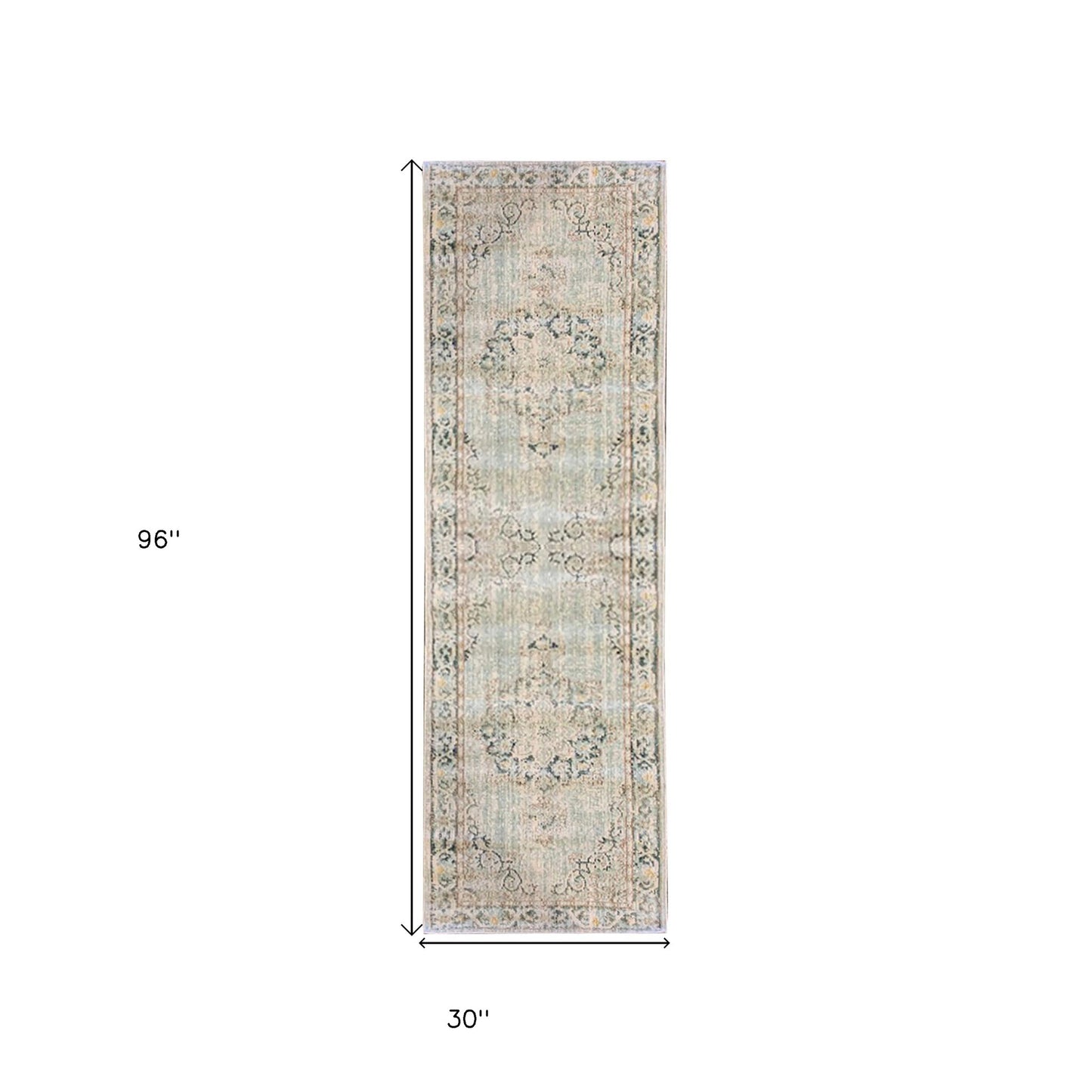 4' X 6' Green and Brown Medallion Power Loom Area Rug