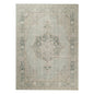 8' Tan And Light Green Medallion Runner Rug