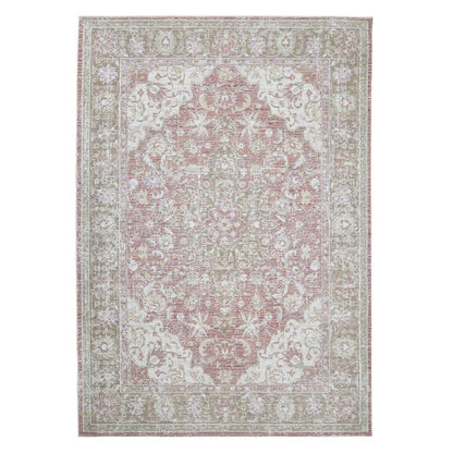 9' X 13' Pink And Gray Medallion Area Rug