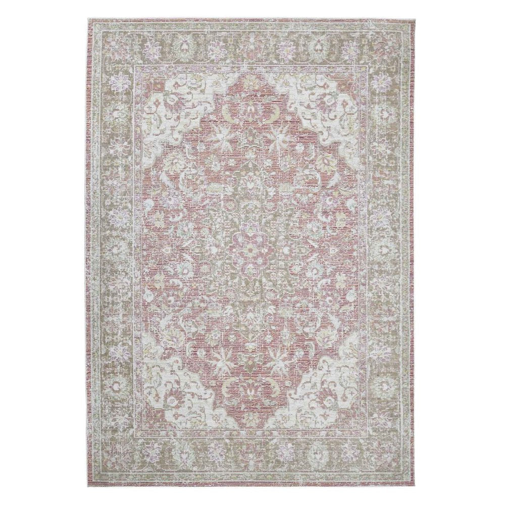 9' X 13' Pink And Gray Medallion Area Rug