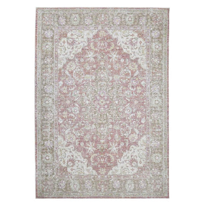 9' X 13' Pink And Gray Medallion Area Rug