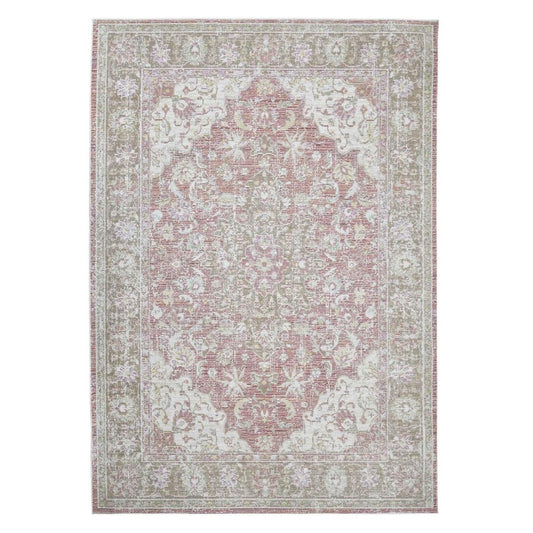9' X 13' Pink And Gray Medallion Area Rug