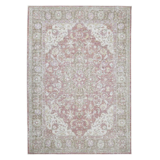 9' X 13' Pink And Gray Medallion Area Rug