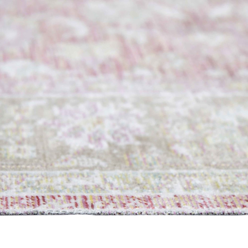 9' X 13' Pink And Gray Medallion Area Rug