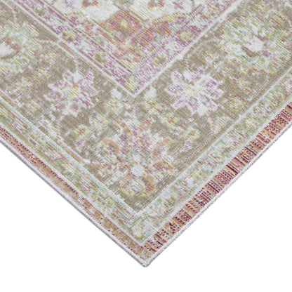 9' X 13' Pink And Gray Medallion Area Rug
