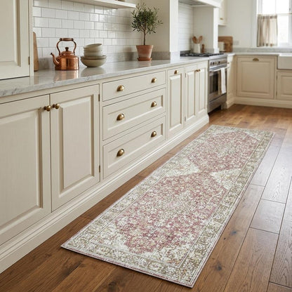 9' X 13' Pink And Gray Medallion Area Rug