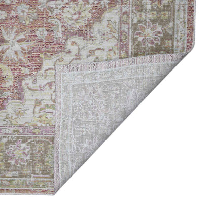 9' X 13' Pink And Gray Medallion Area Rug