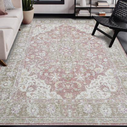 5' X 8' Sage And Gray Medallion Area Rug