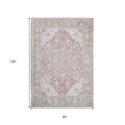 5' X 8' Sage And Gray Medallion Area Rug