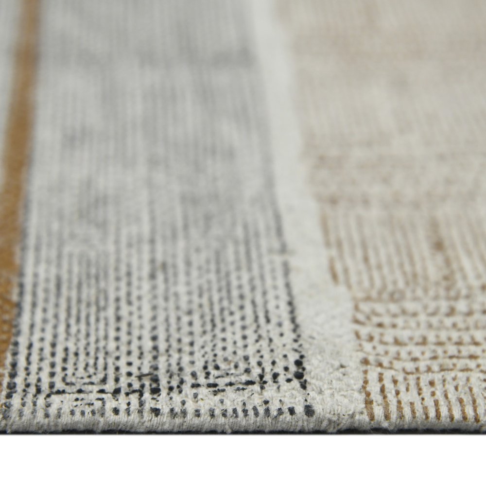 8' Gray And Brown Striped Flatweave Handmade Distressed Runner Rug With Fringe