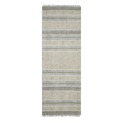 3' X 5' Brown Geometric Flatweave Handmade Distressed Area Rug