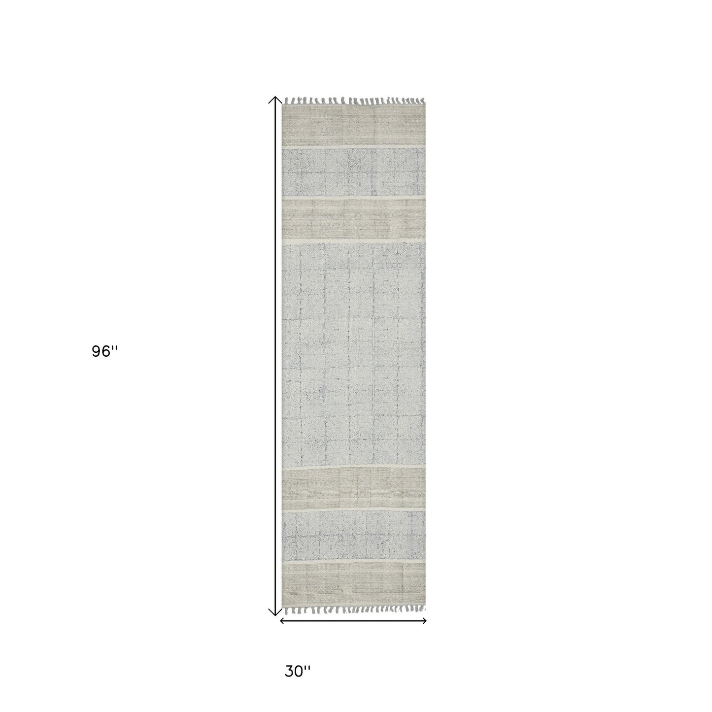 7' X 10' Blue Oriental Flatweave Handmade Distressed Area Rug With Fringe