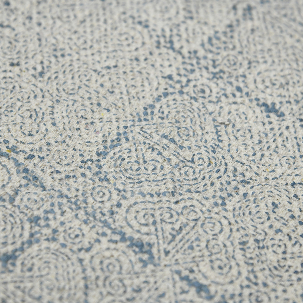 7' X 10' Blue Oriental Flatweave Handmade Distressed Area Rug With Fringe