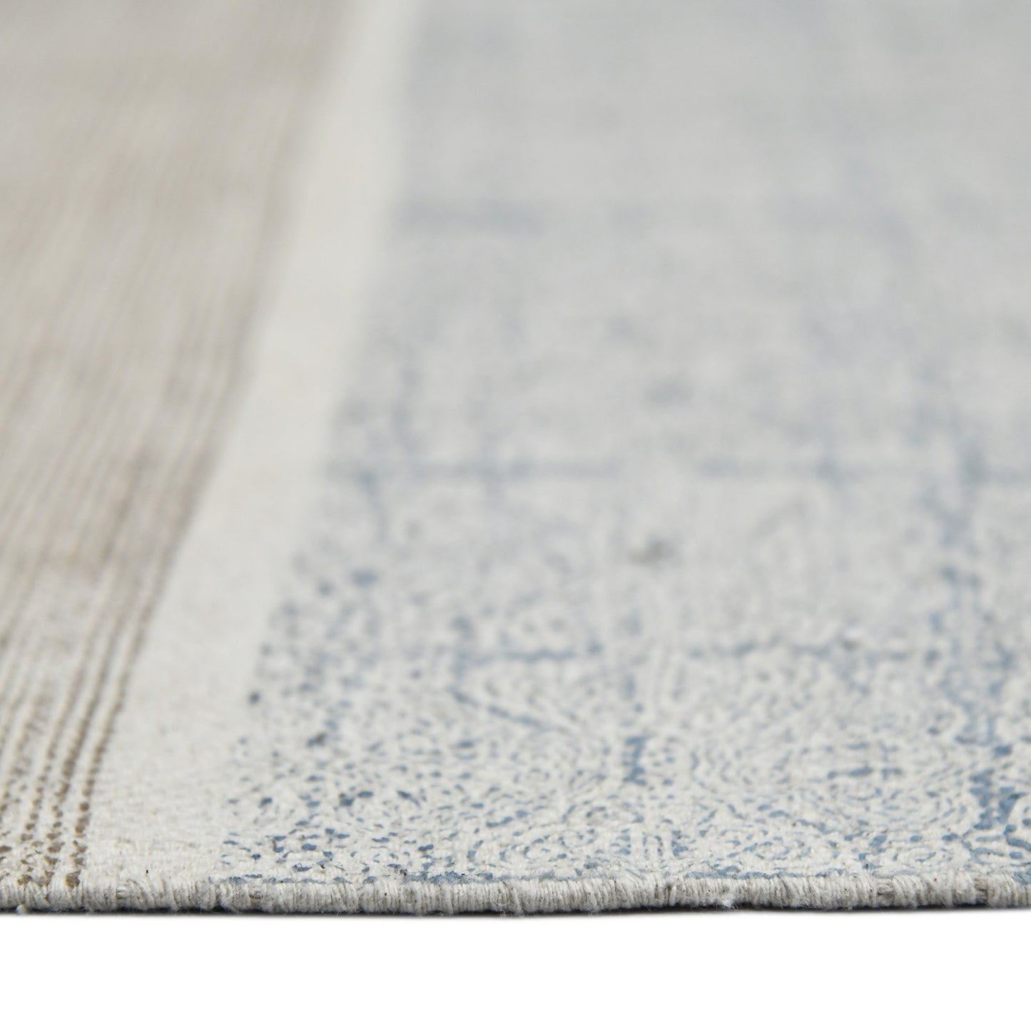 7' X 10' Blue Oriental Flatweave Handmade Distressed Area Rug With Fringe