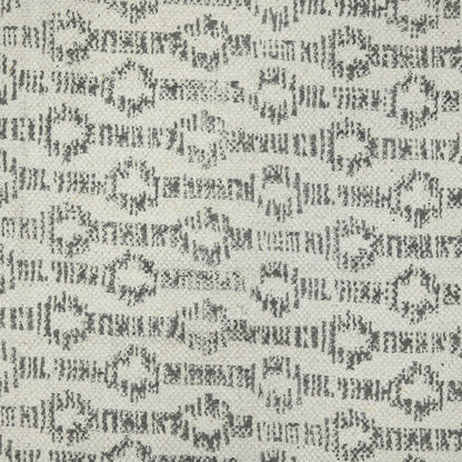 3' X 5' Gray And Ivory Geometric Flatweave Handmade Distressed Area Rug With Fringe