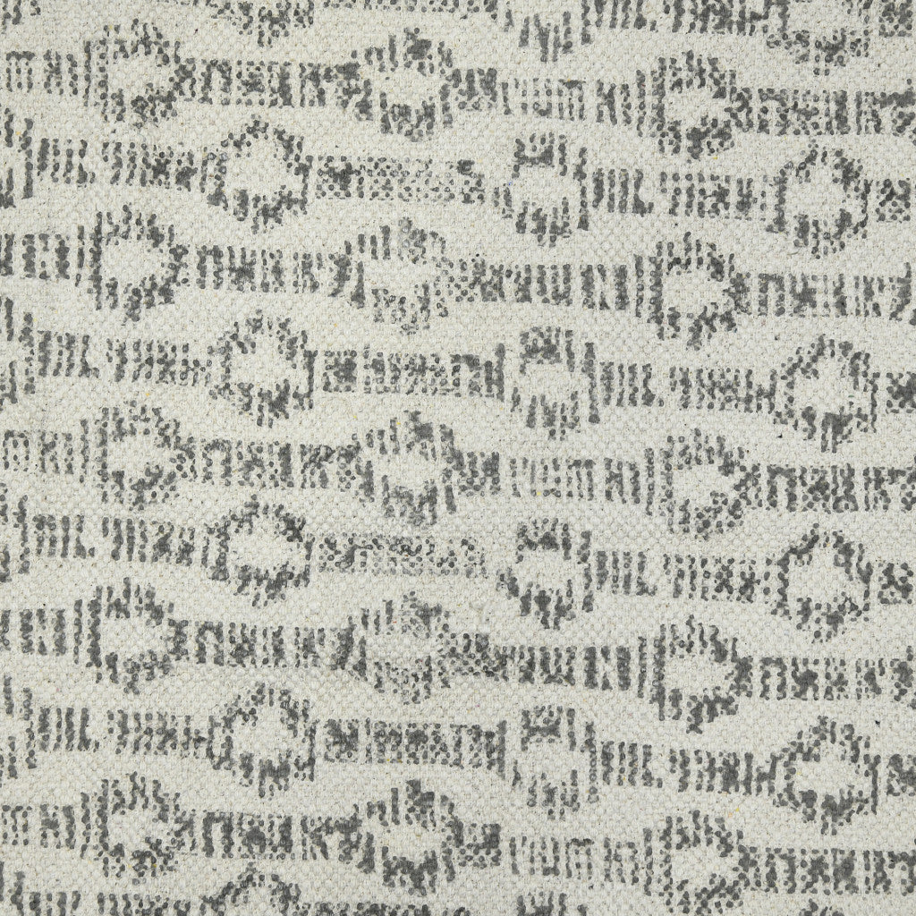3' X 5' Gray And Ivory Geometric Flatweave Handmade Distressed Area Rug With Fringe