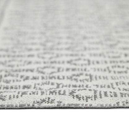 3' X 5' Gray And Ivory Geometric Flatweave Handmade Distressed Area Rug With Fringe