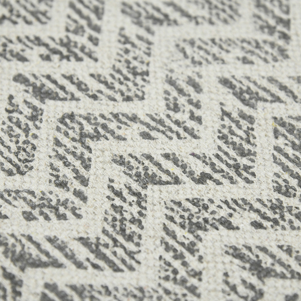 3' X 5' Gray And Ivory Geometric Flatweave Handmade Distressed Area Rug With Fringe