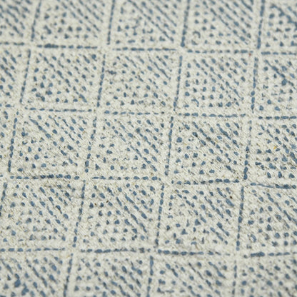 3' X 5' Gray And Blue Geometric Flatweave Handmade Distressed Area Rug With Fringe