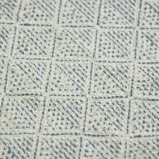 3' X 5' Gray And Blue Geometric Flatweave Handmade Distressed Area Rug With Fringe