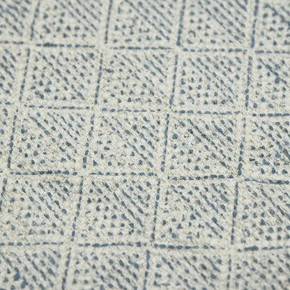 9' X 12' Gray And Blue Geometric Flatweave Handmade Distressed Area Rug With Fringe