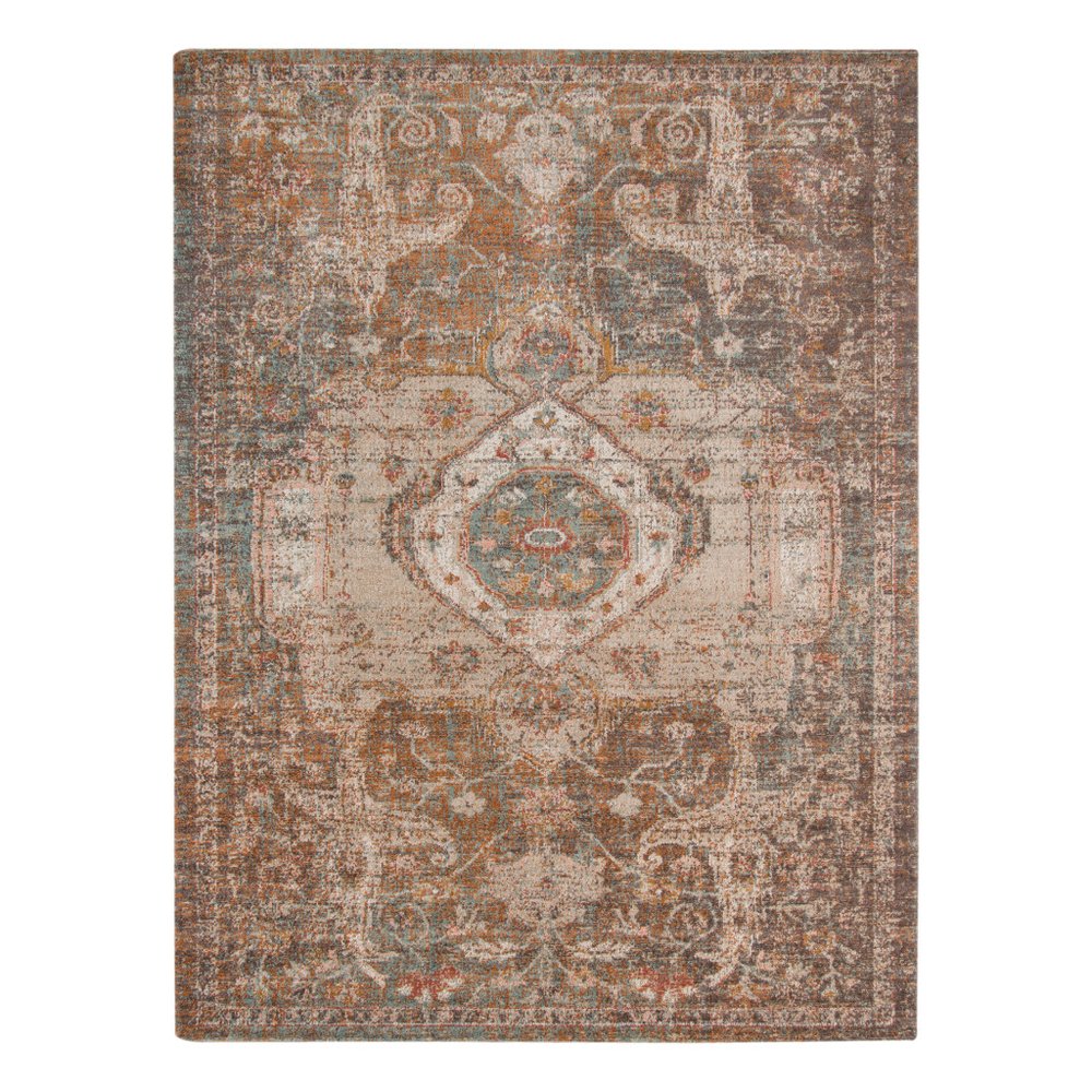 7' Beige Gray and Taupe Medallion Power Loom Runner Rug