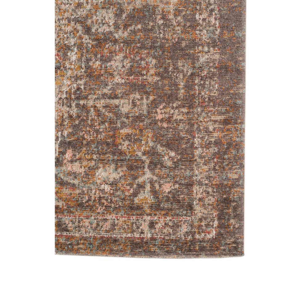 7' Beige Gray and Taupe Medallion Power Loom Runner Rug