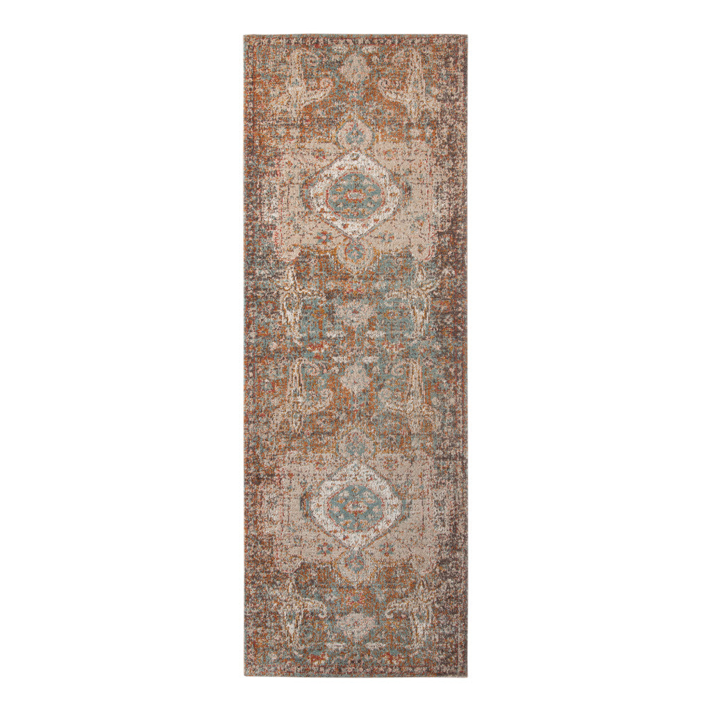 2' X 3' Beige Gray and Taupe Medallion Power Loom Area Rug