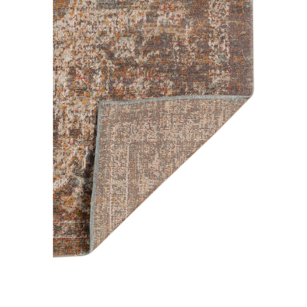 7' Beige Gray and Taupe Medallion Power Loom Runner Rug