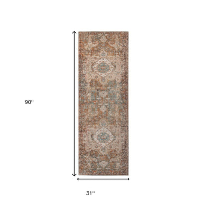 2' X 3' Beige Gray and Taupe Medallion Power Loom Area Rug