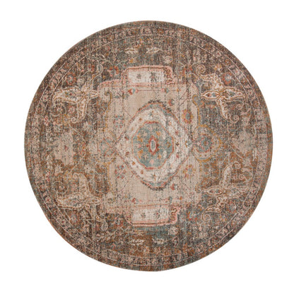 6' X 8' Beige Gray and Taupe Medallion Power Loom Area Rug