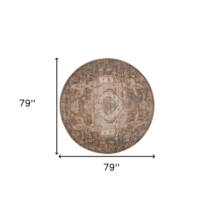 6' X 8' Beige Gray and Taupe Medallion Power Loom Area Rug