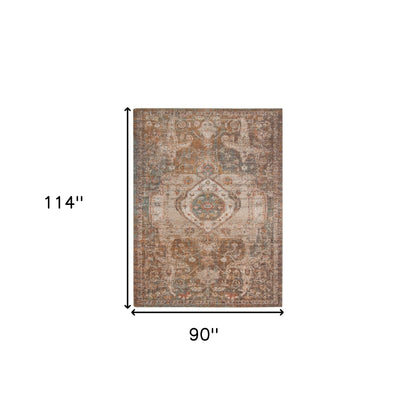 2' X 3' Beige Gray and Taupe Medallion Power Loom Area Rug