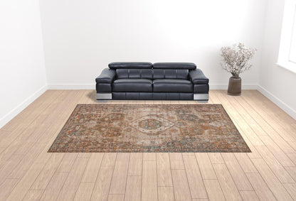 2' X 3' Beige Gray and Taupe Medallion Power Loom Area Rug