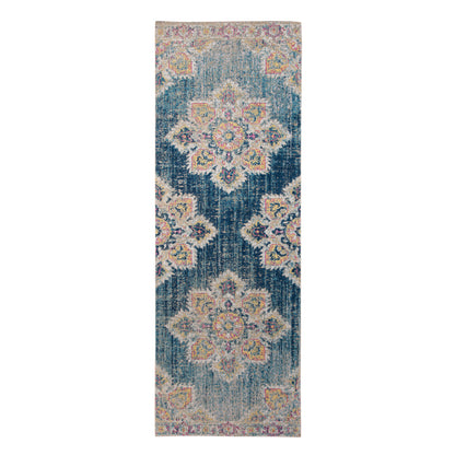 7' X 9' Yellow and Navy Medallion Power Loom Area Rug