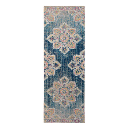 10' X 14' Blue Rust And Beige Medallion Area Rug