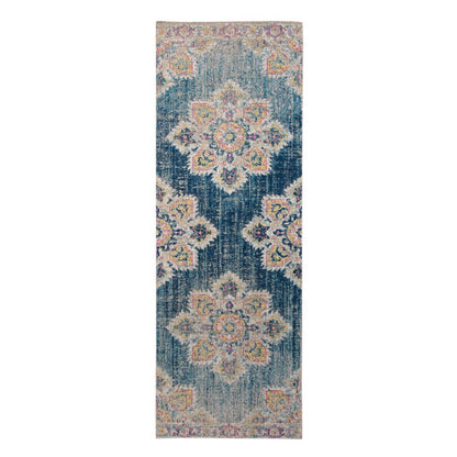 10' X 14' Blue Rust And Beige Medallion Area Rug
