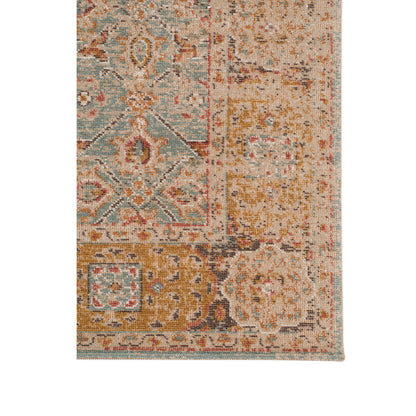9' X 12' Teal Red And Orange Floral Area Rug