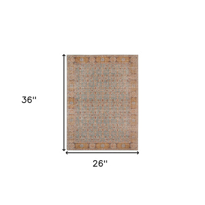 9' X 12' Teal Red And Orange Floral Area Rug