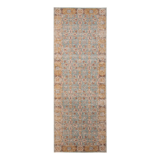 6' X 8' Teal Red And Orange Floral Area Rug