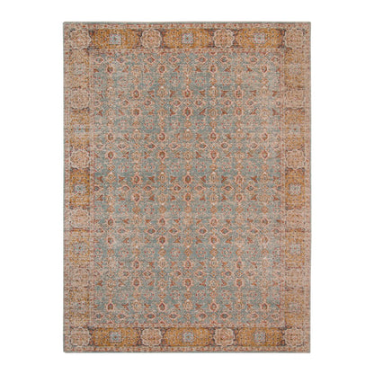 7' Teal Red And Orange Floral Runner Rug