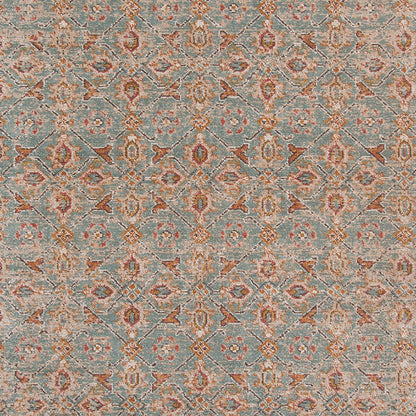 7' Teal Red And Orange Floral Runner Rug