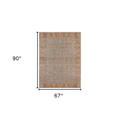 7' Teal Red And Orange Floral Runner Rug