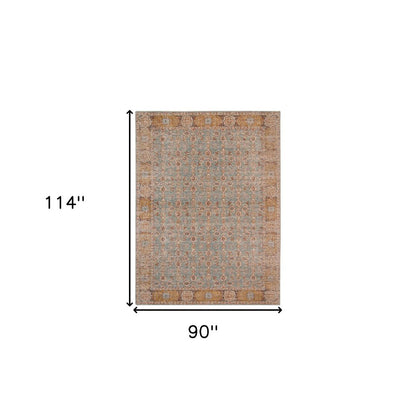 7' Teal Red And Orange Floral Runner Rug