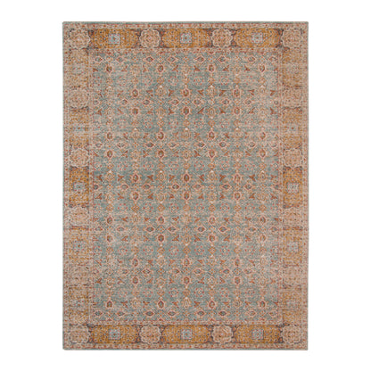 6' X 8' Teal Red and Orange Floral Power Loom Area Rug