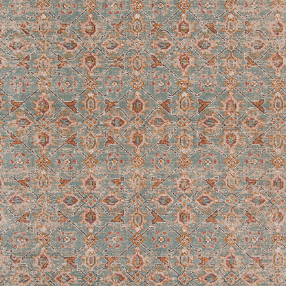 6' X 8' Teal Red and Orange Floral Power Loom Area Rug