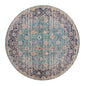 7' X 9' Teal And Orange Floral Distressed Area Rug