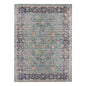 7' X 9' Teal And Orange Floral Distressed Area Rug
