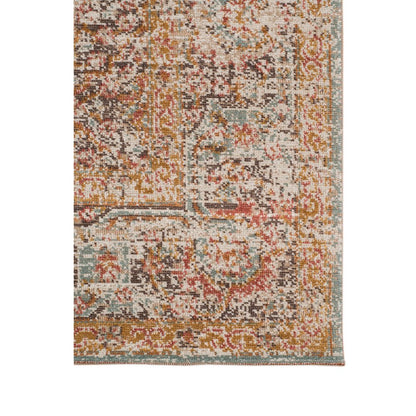 10' X 14' Teal Red And Orange Medallion Area Rug